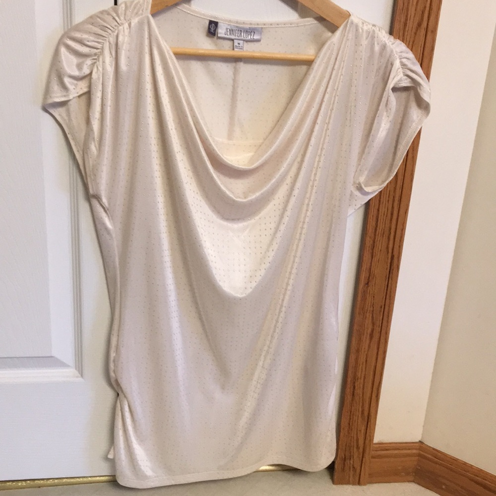 Jennifer Lopez beaded short sleeve shirt
